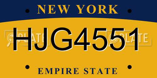 HJG4551 New York License Plate