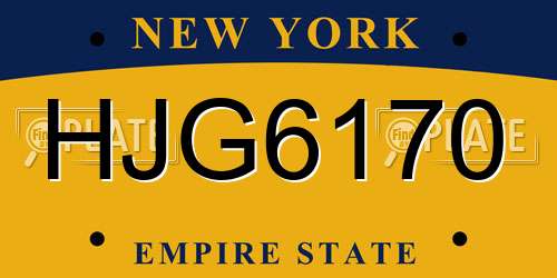 HJG6170 New York License Plate