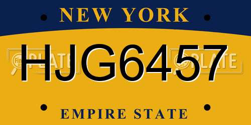 HJG6457 New York License Plate