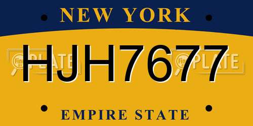 HJH7677 New York License Plate