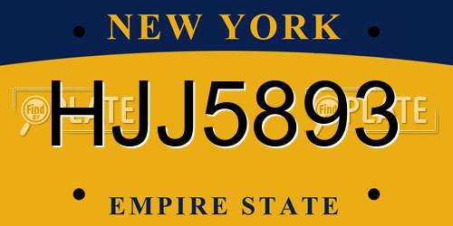 HJJ5893 New York License Plate