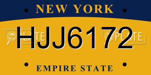 HJJ6172 New York License Plate