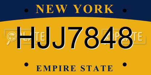 HJJ7848 New York License Plate