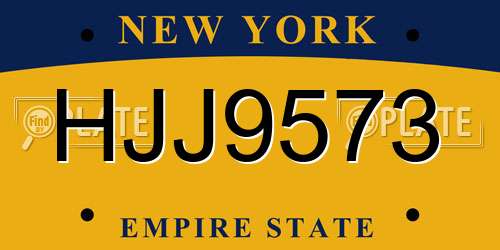 HJJ9573 New York License Plate