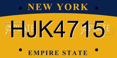HJK4715 New York License Plate