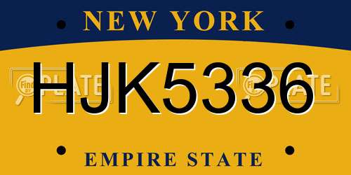 HJK5336 New York License Plate