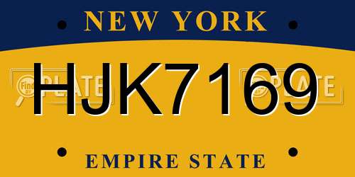HJK7169 New York License Plate