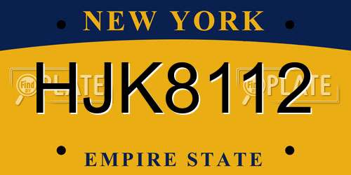 HJK8112 New York License Plate