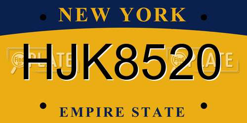 HJK8520 New York License Plate