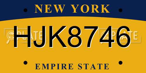 HJK8746 New York License Plate
