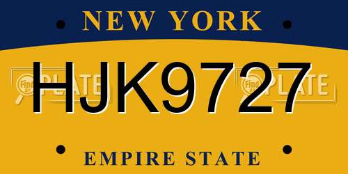 HJK9727 New York License Plate