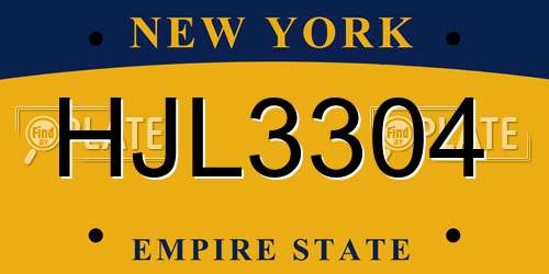 HJL3304 New York License Plate