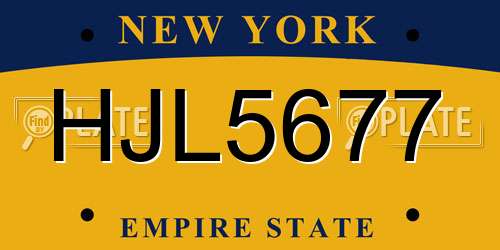 HJL5677 New York License Plate
