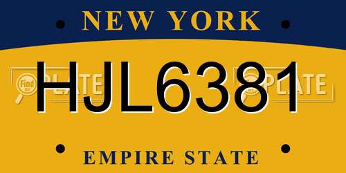 HJL6381 New York License Plate