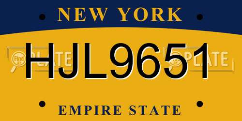 HJL9651 New York License Plate
