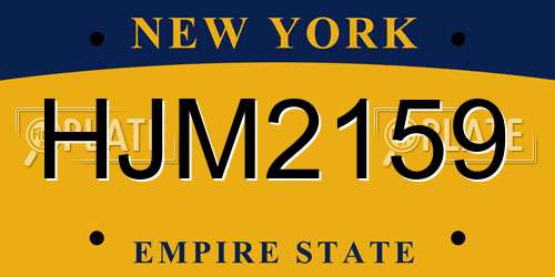 HJM2159 New York License Plate
