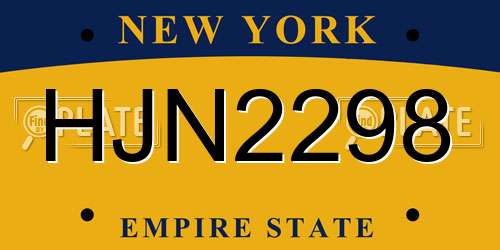 HJN2298 New York License Plate