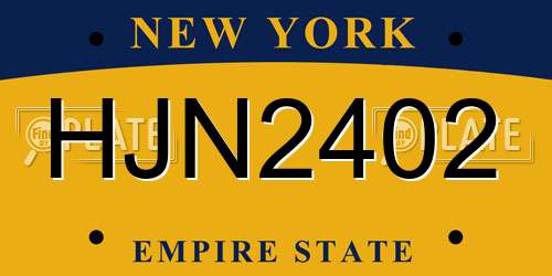 HJN2402 New York License Plate