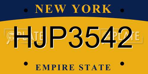 HJP3542 New York License Plate