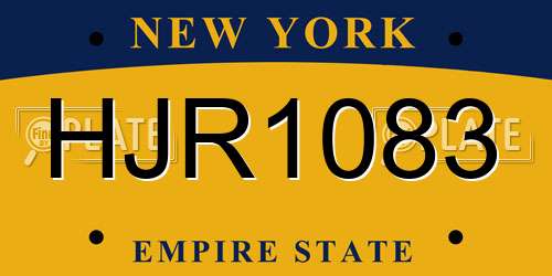 HJR1083 New York License Plate
