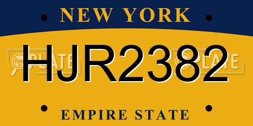HJR2382 New York License Plate