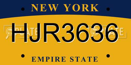 HJR3636 New York License Plate