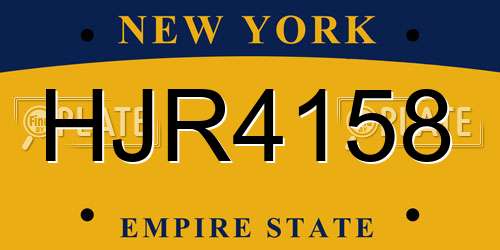 HJR4158 New York License Plate