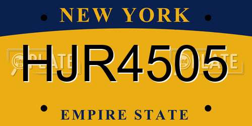 HJR4505 New York License Plate