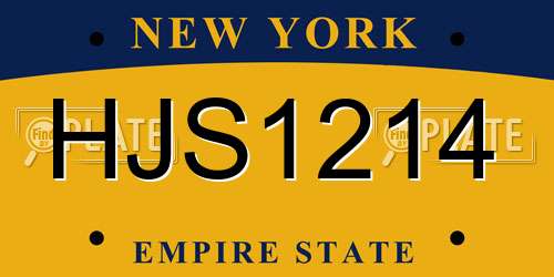 HJS1214 New York License Plate