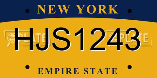 HJS1243 New York License Plate
