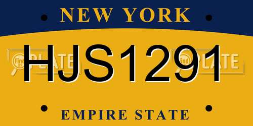 HJS1291 New York License Plate