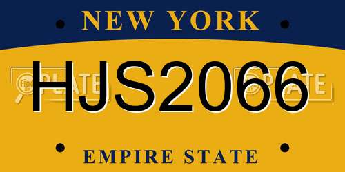 HJS2066 New York License Plate