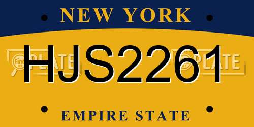 HJS2261 New York License Plate