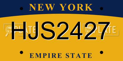HJS2427 New York License Plate