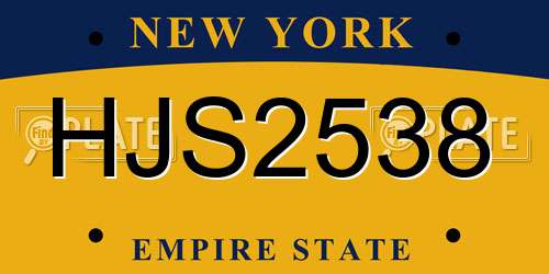 HJS2538 New York License Plate