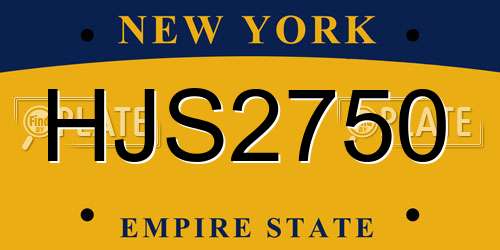HJS2750 New York License Plate