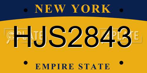 HJS2843 New York License Plate