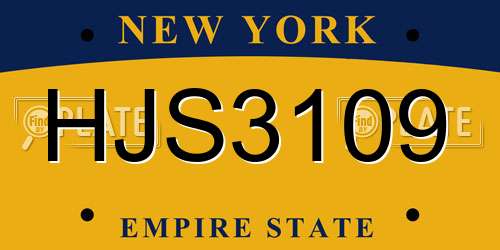 HJS3109 New York License Plate