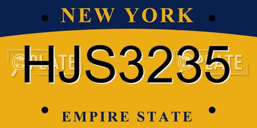 HJS3235 New York License Plate