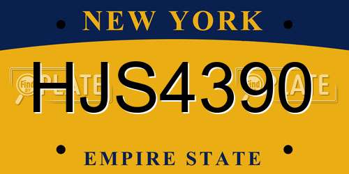 HJS4390 New York License Plate