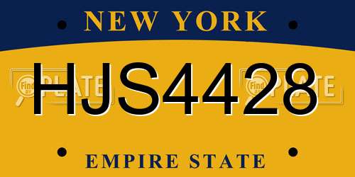 HJS4428 New York License Plate