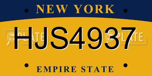 HJS4937 New York License Plate