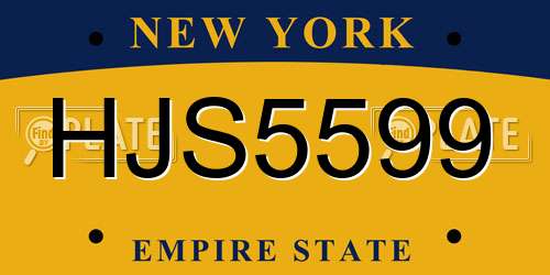 HJS5599 New York License Plate