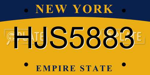 HJS5883 New York License Plate