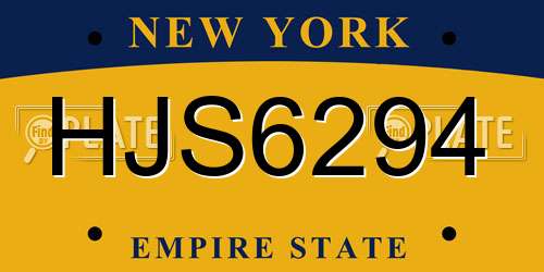 HJS6294 New York License Plate