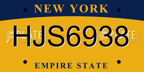 HJS6938 New York License Plate