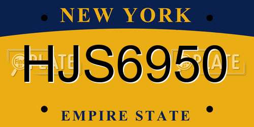 HJS6950 New York License Plate