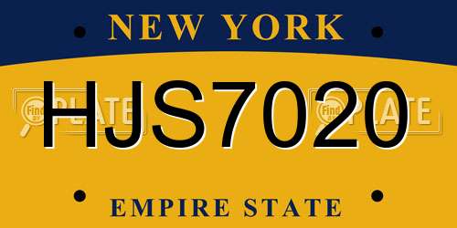 HJS7020 New York License Plate