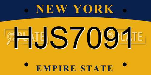 HJS7091 New York License Plate
