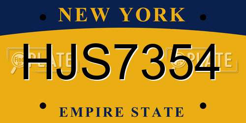 HJS7354 New York License Plate